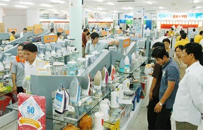 Shoppers at an electronics outlet in Ho Chi Minh City
