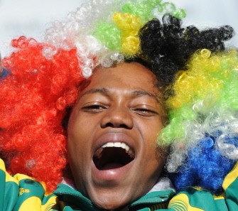 A football fan cheers before the Group F first round 2010 World Cup football match Slovakia versus Paraguay on June 20, 2010 at Free State Stadium in Mangaung/Bloemfontein. AFP