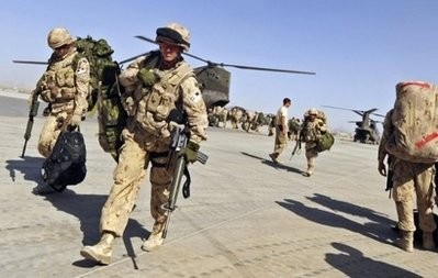 US soldiers at an airfield in Kandahar in May 2010.