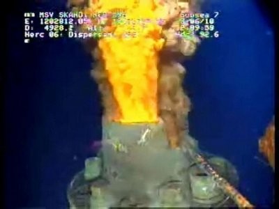 This still image from a live BP video feed shows oil gushing from a leaking well on June 23. AFP