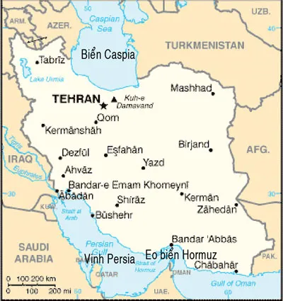 Vị trí đắc địa của Iran trên bản đồ thế giới