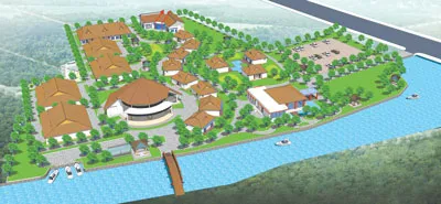 Phối cảnh tổng thể Khu Du lịch nghỉ dưỡng Forever Green Resort và các tiện ích phục vụ cộng đồng.