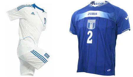 Đồng phục của đội Hy Lạp (trái) và Honduras