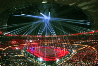 A general view taken during the closing ceremony of the 2010 Football World Cup before the final between the Netherlands and Spain on July 11, 2010 at Soccer City stadium in Soweto, suburban Johannesburg. AFP