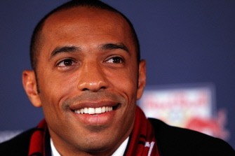 Thierry Henry speaks to the media during a press conference on July 15, 2010 at Red Bull Arena. AFP