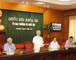 NA chairman Nguyen Phu Trong speaks at the 32nd session of the NA Standing Committee in Hanoi July 20 (Photo: Lao Dong)