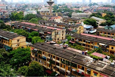 Old residential buildings in Hanoi