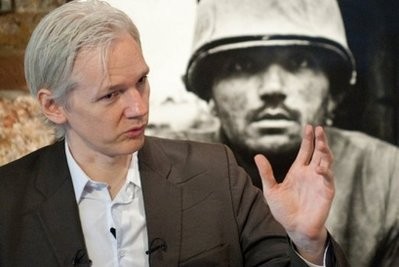 Julian Assange, the founder of whistleblowing website 'WikiLeaks', speaks during a press event in London