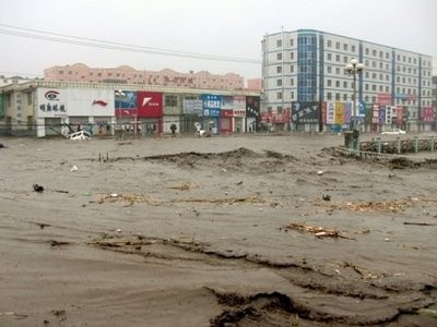 A general view shows the town of Kouqian in China's Jilin province, on July 28