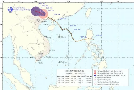 Vùng núi phía Bắc và khu Đông Bắc có mưa rất to