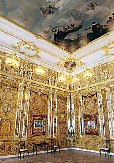 Một góc bản sao căn phòng Hổ phách hiện đặt tại viện bảo tàng Tsarskoye Selo.