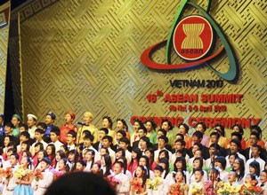 This file photo shows a music show for the opening ceremony of the 16th ASEAN summit held in Hanoi on April 8-9, 2010