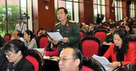 Đại biểu Nguyễn Duy Nguyên (Hải Dương) phát biểu tại phiên họp Quốc hội sáng nay. Ảnh: Minh Điền