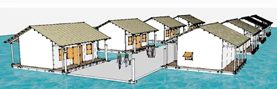 Phương án nhà nổi và cách thức cập nhà vào mùa lũ.