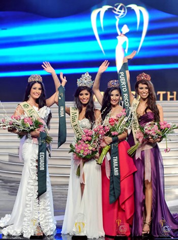 The top four contestants of the Miss Earth 2010