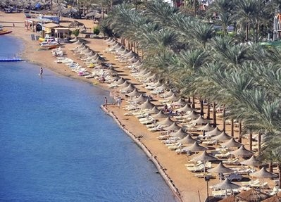 A general view showing a partially empty beach at the Red Sea resort of Sharm el Sheik, Egypt, Thursday, Dec. 2, 2010.