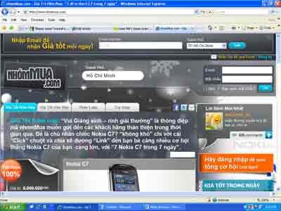The surface of website nhommua.com. Vietnamese teenagers start a new trend of purchasing items online from websites