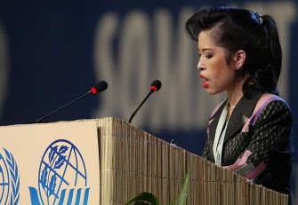 (FILES) In a file picture taken on September 3, 2002 Thailand Princess Chulabhorn gives a speech during an afternoon session of the World Summit on Sustainable Development in Johannesburg, South Africa. AFP