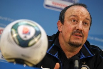 Rafael Benitez holds a press conference at Zayed Sports City in the Emirati capital Abu Dhabi on December 17, 2010 on the eve of the FIFA Club World Cup final. AFP
