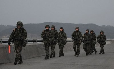 AFP file - South Korean marines patrol Yeonpyeong island.
