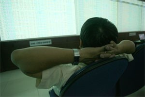 An investor watches share prices updated on a big screen at a HCMC-based brokerage (Photo:Minh Tri)