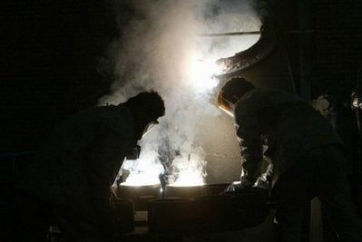 Two Iranian technicians at the zirconium production plant inside the Isfahan nuclear facility