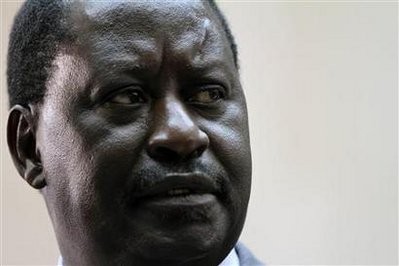 Kenyan Prime Minister Raila Odinga, African Union mediator for the Ivorian crisis, speaks to journalists during a news conference at the Felix Houphouet Boigny international airport in Abidjan January 19, 2011