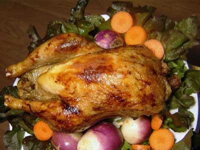Roasted chicken.