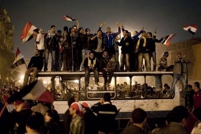AFP - Egyptian anti-government protesters celebrate at Tahrir Square in Cairo.