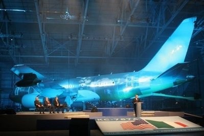 AFP- File picture shows the roll out of a KC767A tanker at the Boeing site in Wichita, Kansas.