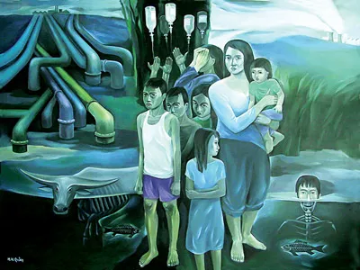 Một tác phẩm được vẽ theo phong cách hiện đại của Hồ Minh Quân.