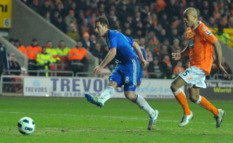 Frank Lampard (L) scores the third goal. AFP