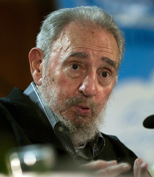 Former Cuban leader Fidel Castro speaks during a meeting with Cuban and foreign intellectuals visiting Havana's International book fair February 15, 2011