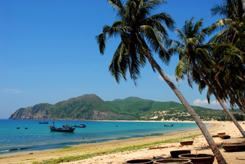 Tu Nham beach is in Xuan Thinh commune, Song Cau district, Phu Yen province, about 7 km from the National Highway in the east