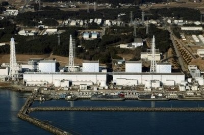 The quake-damaged Fukushima nuclear power plant in the Japanese town of Futaba, on March 12