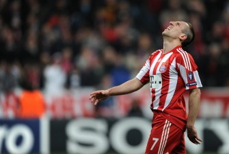 Bayern Munich's French midfielder Franck Ribery reacts during the match. AFP