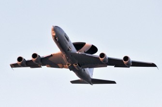 An air force Airborne Warning and Control System (AWACS) plane takes off from the 702 French air force base to take part in an air surveillance mission above the Mediterranean sea on March 24, 2011. AFP