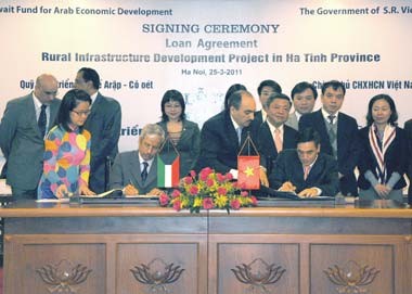 The signing ceremony of loan agreement for Rural Infrastructure Development Project in Ha Tinh Province.(Photo:BTC)