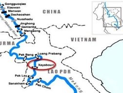 A picture shows the location of the proposed Xayaburi dam