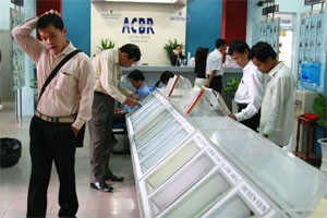 Customers pick house profiles at the ACB Real Estate Exchange in HCMC (Photo:Minh Tri)