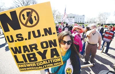 Biểu tình phản đối chiến tranh trước Nhà Trắng ngày 19-3.