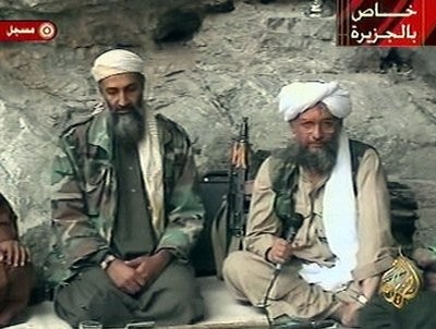 In this Oct. 7, 2001, file photo, Osama bin Laden, left, with his top lieutenant Egyptian Ayman al-Zawahri, are seen at an undisclosed location in this television image broadcast