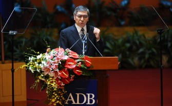 AFP - President of Asian Development Bank Haruhiko Kuroda addresses the opening session of the ADB 44th annual meeting in Hanoi on May 5, 2011.