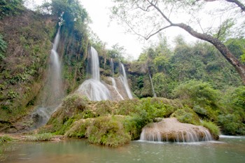 The spectacular Ban Vat Waterfall in the northwestern province of Son La