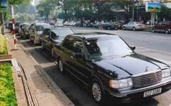 Cars park on Le Loi Street, District 1, HCM City. The city's Department of Finance has proposed new parking fees for motorbikes and automobiles