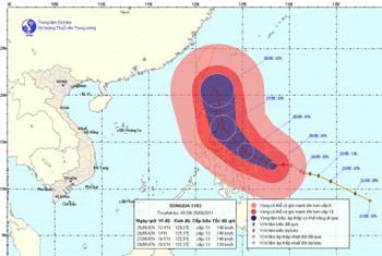The national weather bureau chart showing the direction of ‘Songda’ typhoon