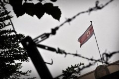A North Korean flag flutters at its embassy in Beijing