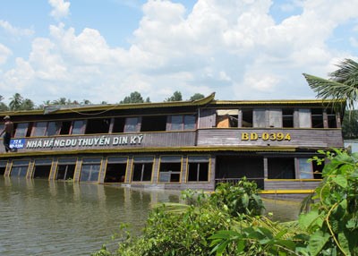 The salvaged double-decker restaurant ship in Din Ky Tourist Area in Binh Duong Province near Ho Chi Minh City