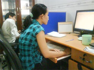 Employees at a HCMC-based company surf Internet. Many .vn websites suffer from the DDoS attacks (Photo:Minh Tri)