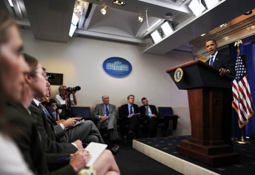 US President Barack Obama makes a statement to the media at the White House.